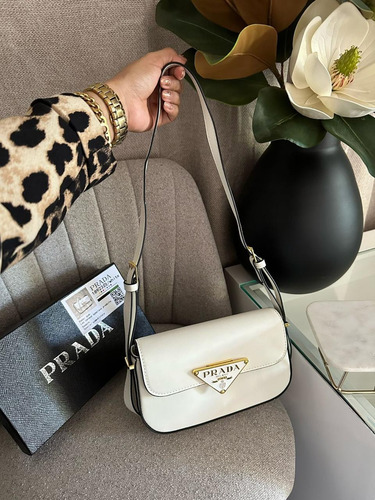 Bolsa Pequeña Crossbody Blanca Pra Blanco Lisa Níquel Blanco