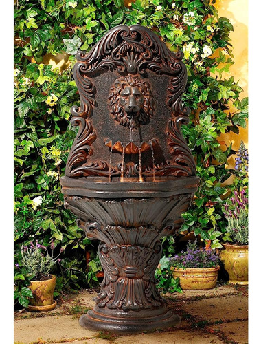 Imperial Lion Acanthus Rustic Outdoor Wall Water Fountain 50