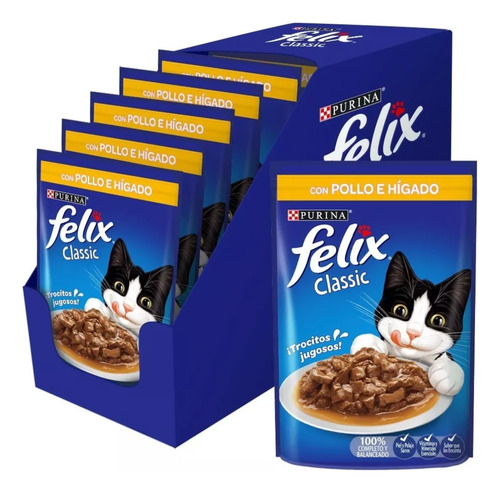  Sobre Alimento Gato Pouch Purina Felix Pollo X15 Pouch 85g