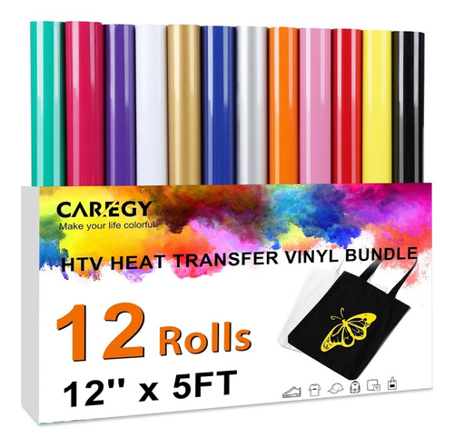 Vinil Textil Set De 12 Colores De 12x5ft Caregy Sublimacion