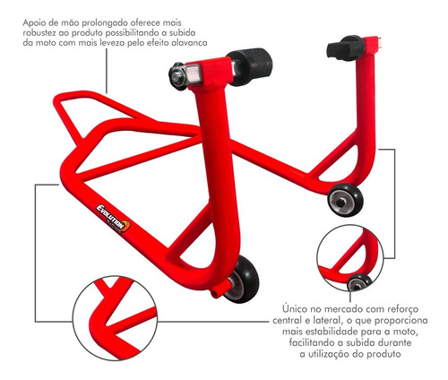 Imagem 8 de 10 de Cavalete Universal Traseiro Moto Nxr Bros 160 Xre 190 300