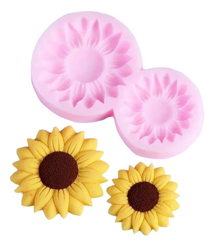 Molde Silicon 2 Flor Girasol Fondant Porcelana Fria Belgrano