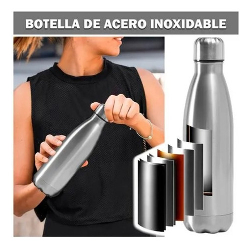 Botella De Agua Deportiva Acero Inoxidable 750 Ml Hermetica Acero