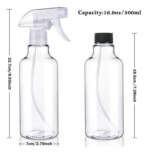 Botellas De Aerosol Hethyo Plastic, 500 Ml, Paquete De 2, Pa