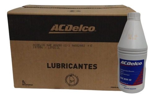 Aceite Acdelco 80w90 Api Gl-5 Caja 12 X 1 Litro 3c