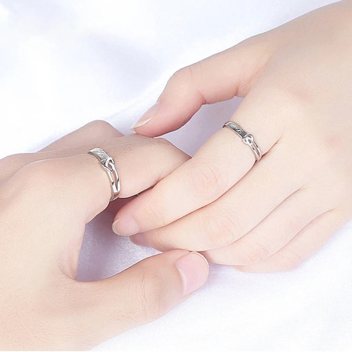 Anillos Plata 925 Corazón Ajustable Mujer Compromiso Pareja