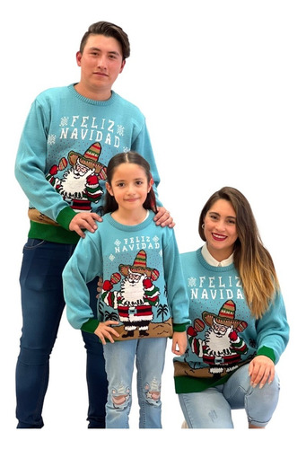 Imagen 3 de 6 de Sueter Navideño / Ugly Sweater Niños Con Santa Mexicano