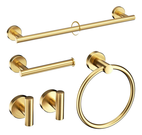 Juego De Hardware De Baño De Oro Cepillado De 5 Piezas, Jueg