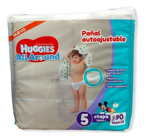 Pañales Unixes Huggies Autoajustable E 5 90pzas Niño Niña
