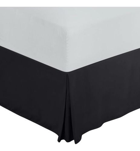 Faldon De Cama 2 Plazas Negro Suave Liso Con Pliegues Az