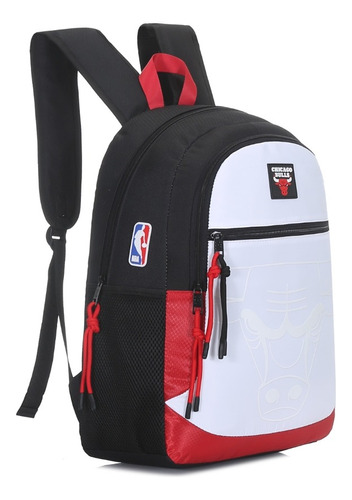 Mochila Nba Equipos Basket Urbana Escolar 24'' Baloncesto Color Blanco-rojo-negro Diseño De La Tela 16349