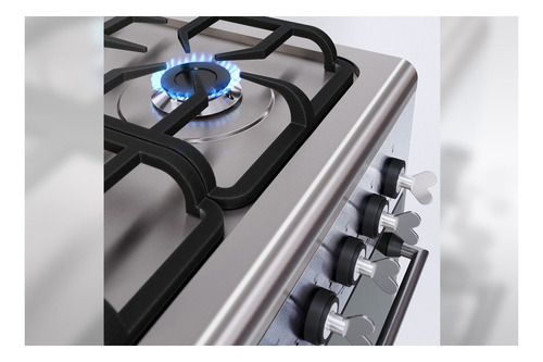 Imagen 5 de 5 de Cocina Luxor Gas Apart 550 multigas 4 hornallas plateada 220V puerta con visor