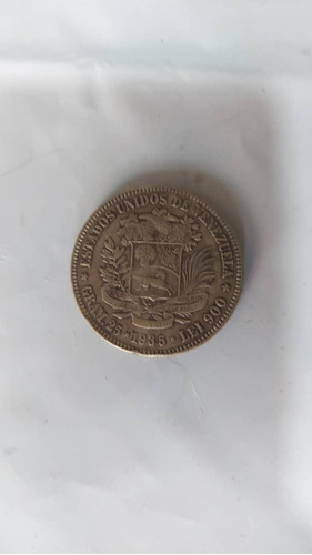 Moneda De Cinco Bolivares (fuertes) Deplata Año 1935