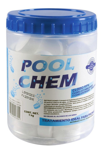 Pool Chem Cloro Pastillas 1 PuLG 1 Kg Poolchem