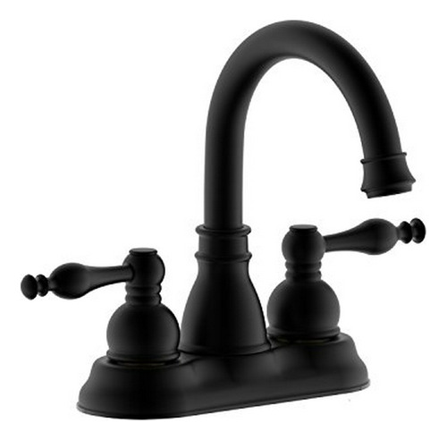 Grifo Lavabo Negro Mate Con 2 Manijas Y Desagüe Emergente.