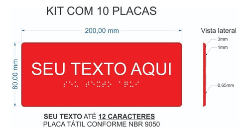 10 Placas Indicativa Visualização Tátil Braille E Relevo