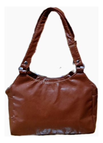 Cartera Mediana De Hombro Con Tachas Color Suela Simil Cuero Suela Lisa Plateados Suela