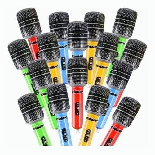 12pcs Micrófonos Inflables De 24cm Para Fiesta De Colores