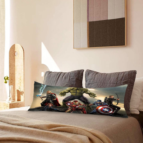 Cojin Almohada Larga The Avengers Principales Pelea 35x100cm Diseño de la tela Lisa