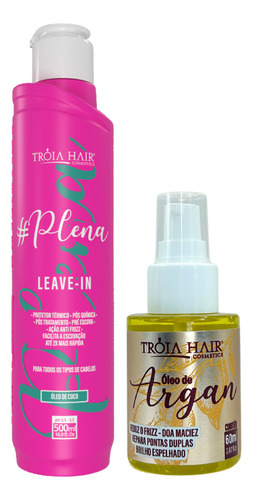 Leave-in Plena 500ml + Óleo De Argan 60ml Tróia Hair