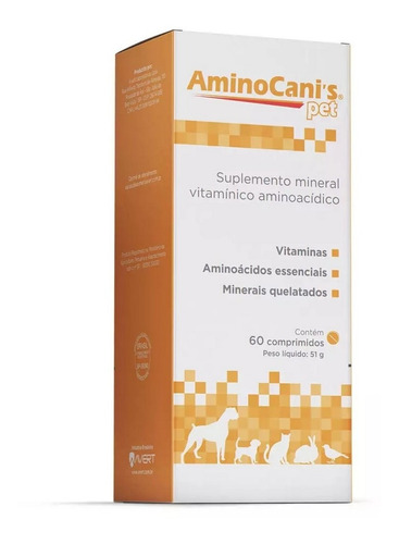 Avert Suplemento Vitamínico Amino Canis Pet 60 Comprimidos