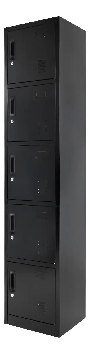 Locker Casilleros Metalico 5 Puertas Llave Cerradura Eke Negro