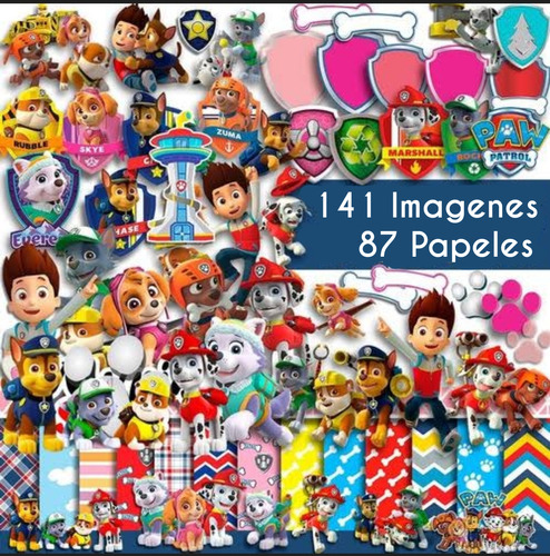 Kit Imagenes Png Paw Patrol + Papeles De Patrulla Canina