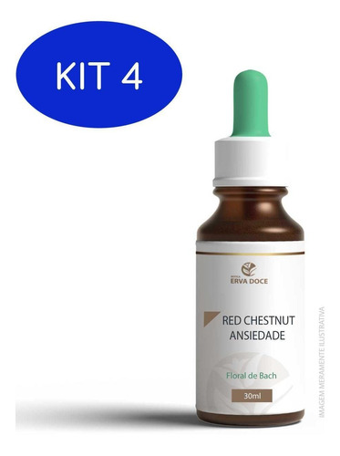 Kit 4 Floral De Bach Red Chestnut Tranquilidade 30ml