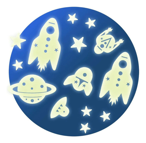 Stickers Brilla Oscuridad Estrellas Cohete 62 Unidades Djeco