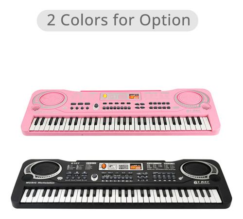 Teclado Piano Instrumento 61 Teclas Eléctrico Digital Color