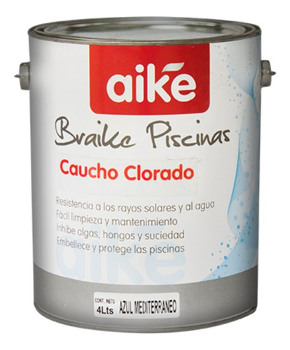 Pintura Pileta Piscinas Caucho Clorado Aike Azul 4 Litros