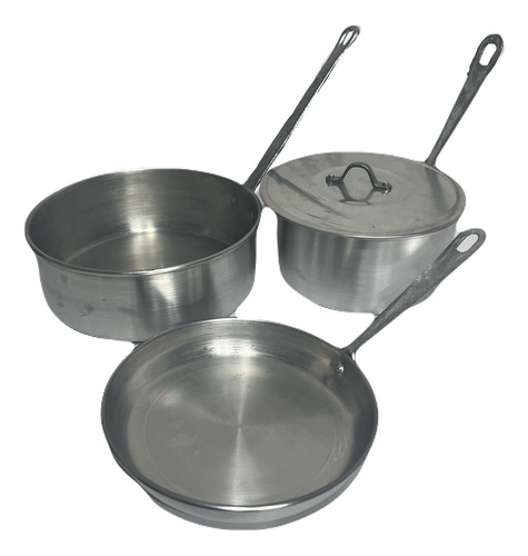 Kit Sartenes - Sartén N22 Freidora N24 Salsera N20 Con Tapa Gris