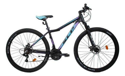 Mountain bike femenina SLP 10 Pro Lady  2023 R29 M 21v frenos de disco mecánico cambios Shimano Tourney TZ31 color negro/lila con pie de apoyo  