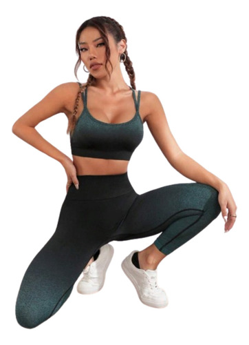 Conjunto Deportivo Leggins Push Up +  Top Gym Dama Mujer