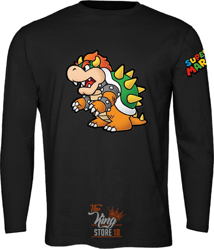 Polera Manga Larga, Bowser, Mario Bros, Nintendo, Peaches