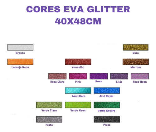 Kit Com 05 Placas De Eva Com Glitter Make +