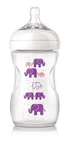 Avent Biberón Natural 260ml Elefante Purpura- Bebés Y Niños