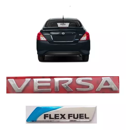 Emblema Letreiro Versa Flex Fuel Nissan Tampa Mala Kit 2pçs
