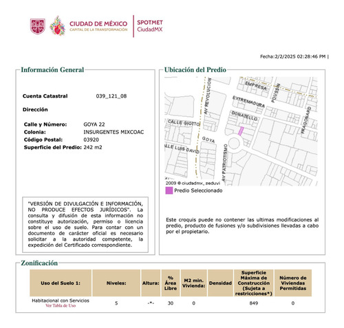 Casa Venta En Colonia Insurgentes Mixcoac, Goya #·22 Benito Juárez. Casa Con Frente A Glorieta Goya, Uso De Suelo Hs (plurifamiliar, Comercio, Servicios E Industria). 5 Niveles Y Cus 849 M2. Fl19-ru