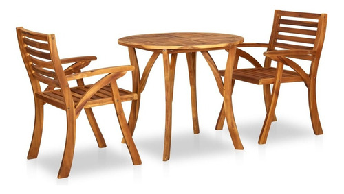 Juego De Comedor De Jardín De 3 Piezas De Madera De Acacia Estructura Café