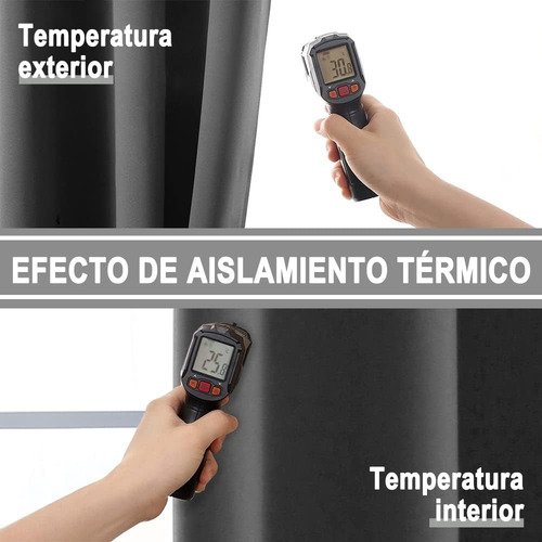 2 Cortinas Blackout Con Aislamiento Térmico Impermeable Gris