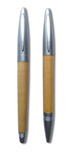 Imagen 2 de 2 de Set Lapicera Fuente + Bolígrafo Enter Simil Madera-plateado