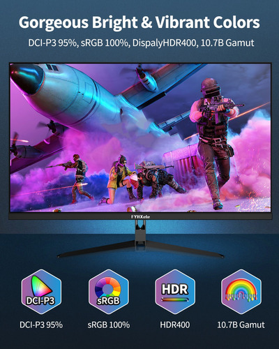 Monitor Gamer Fyhxele 32 Pulgadas Uhd 4k 144hz Ips Led 1ms Amd Freesync Hdmi 2.1 Dp 1.4 Type C Hdr 400 Vesa