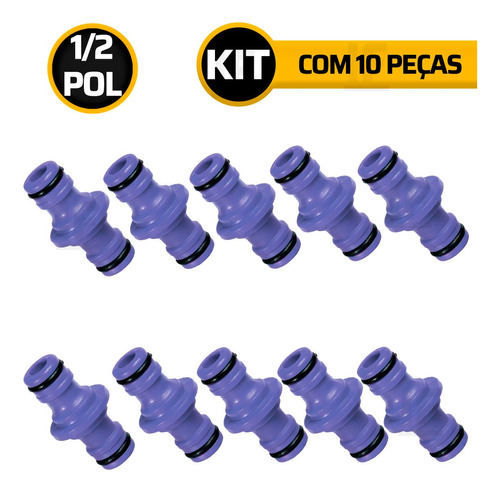 Kit 10 Conector Engate Rápido Duplo De Mangueiras Jardim