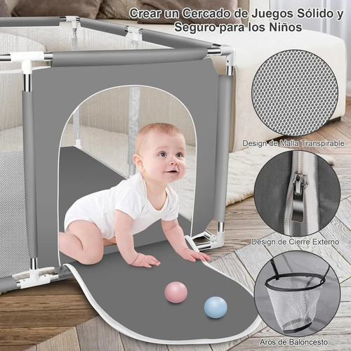 Corral Seguridad Bebes Con Aro De Basket 128cm Vida Buenas