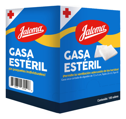 Jaloma Gasa Simple Estéril 7.5x5cm Caja Con 100 Sobres