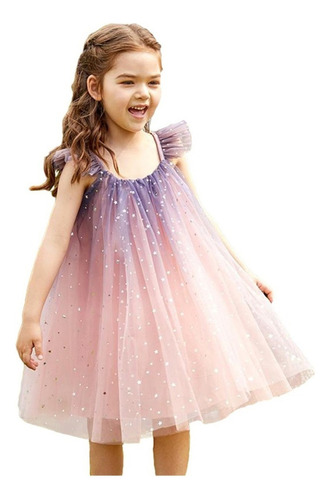 Vestido De Tul Para Niña Con Flores Y Estrellas Pequeñas, Ro