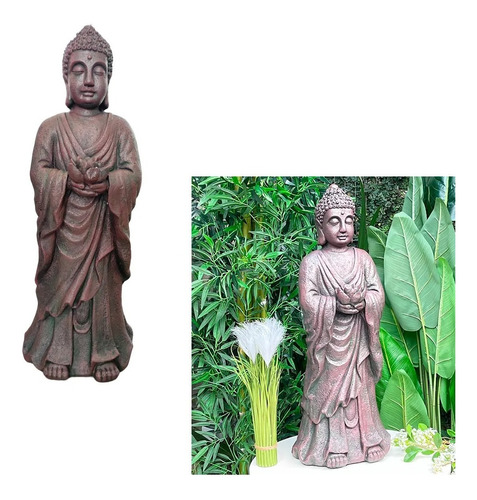 Figura De Buda En Poliresina 82x31x25cm Estatua Decoración