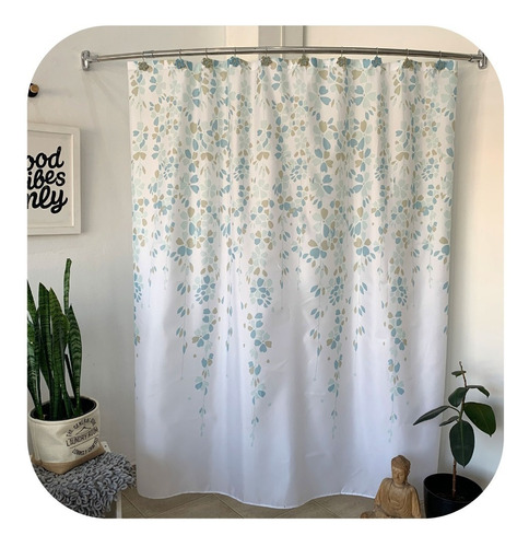 Cortinas De Baño Tela Teflonada Flowers Impermeables Premium