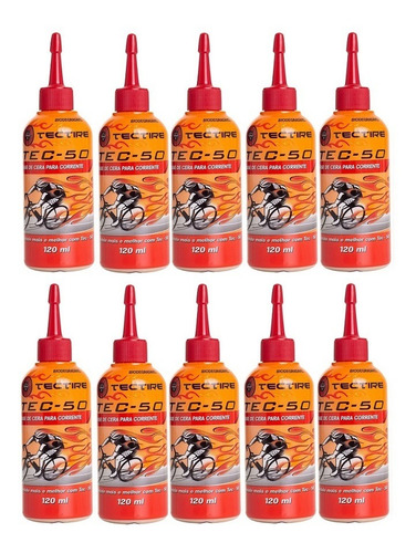 Imagem 1 de 2 de Óleo Lubrificante Tectire Tec-50 Bio Cera Bike 120ml 10un